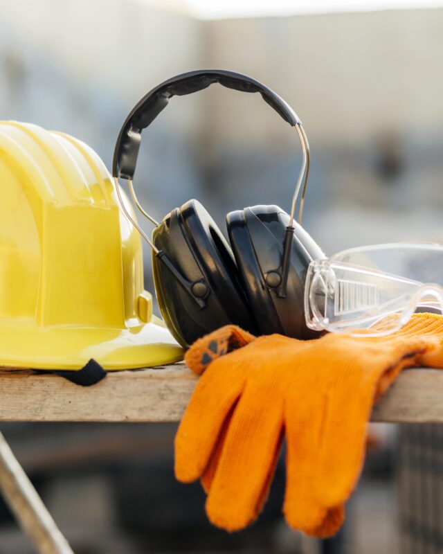 vista-frontal-de-gafas-protectoras-con-casco-y-auriculares Curs 20 Hores – Instal·Lacions Metàl·Liques (Fundació Laboral De La Construcció / Metall)